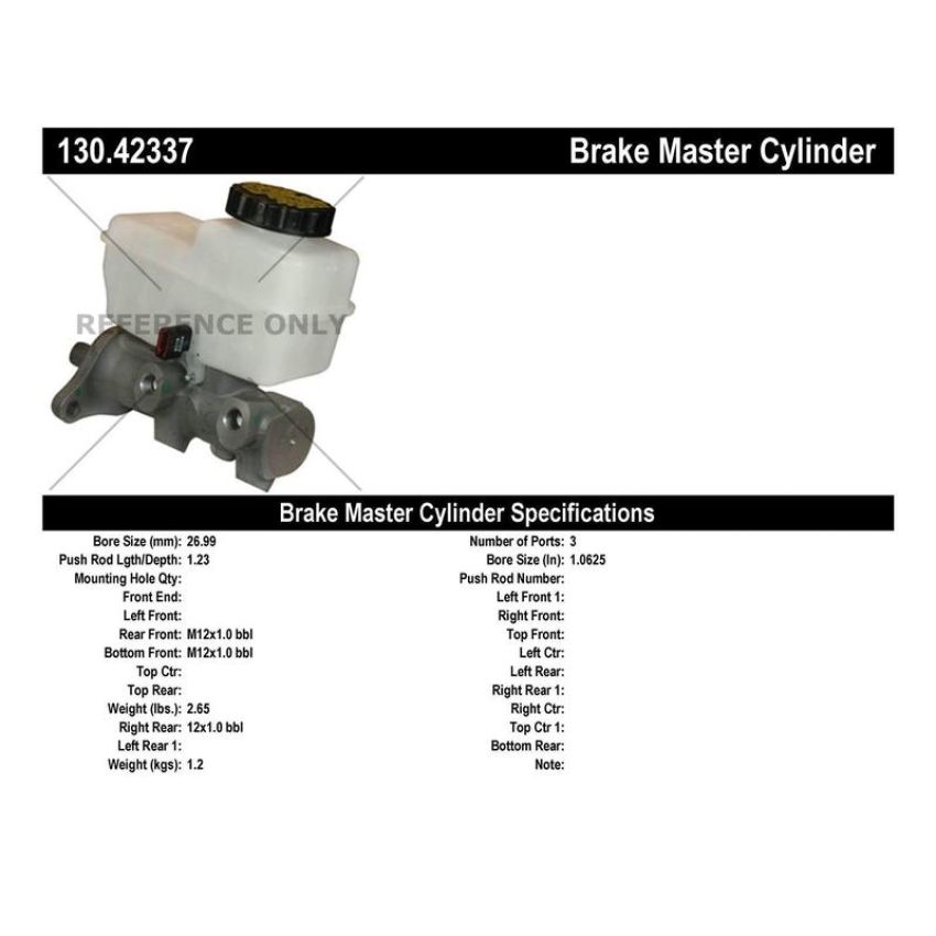 CENTRIC PARTS 130.42337 Centric Premium Brake Master Cylinder