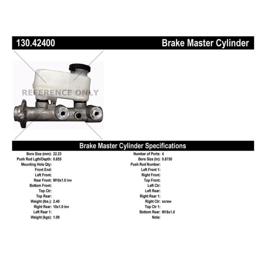 CENTRIC PARTS 130.42400 Centric Premium Brake Master Cylinder