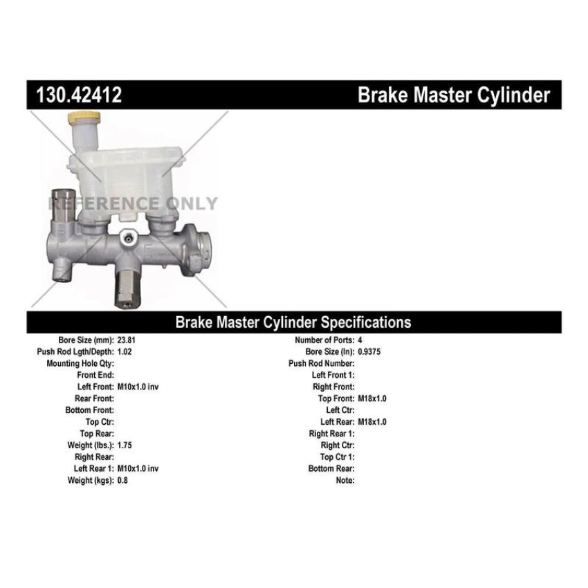 CENTRIC PARTS 130.42412 Centric Premium Brake Master Cylinder