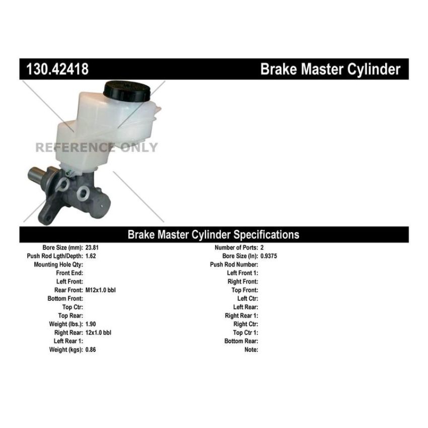 CENTRIC PARTS 130.42418 Centric Premium Brake Master Cylinder