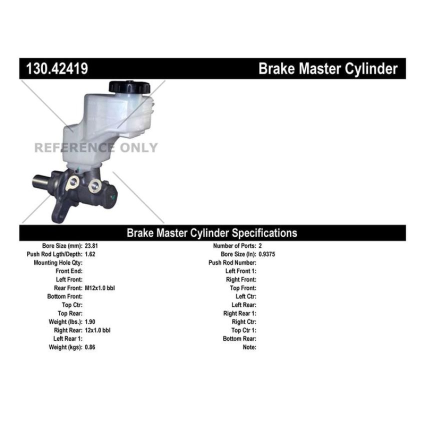 CENTRIC PARTS 130.42419 Centric Premium Brake Master Cylinder