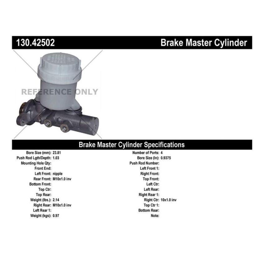 CENTRIC PARTS 130.42502 Centric Premium Brake Master Cylinder