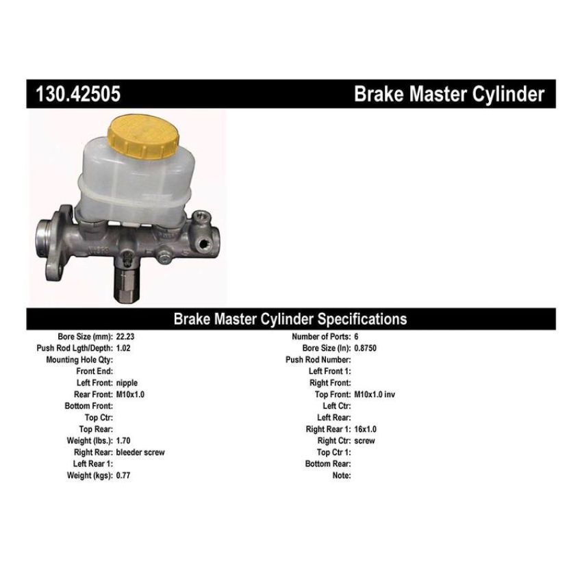 CENTRIC PARTS 130.42505 Centric Premium Brake Master Cylinder