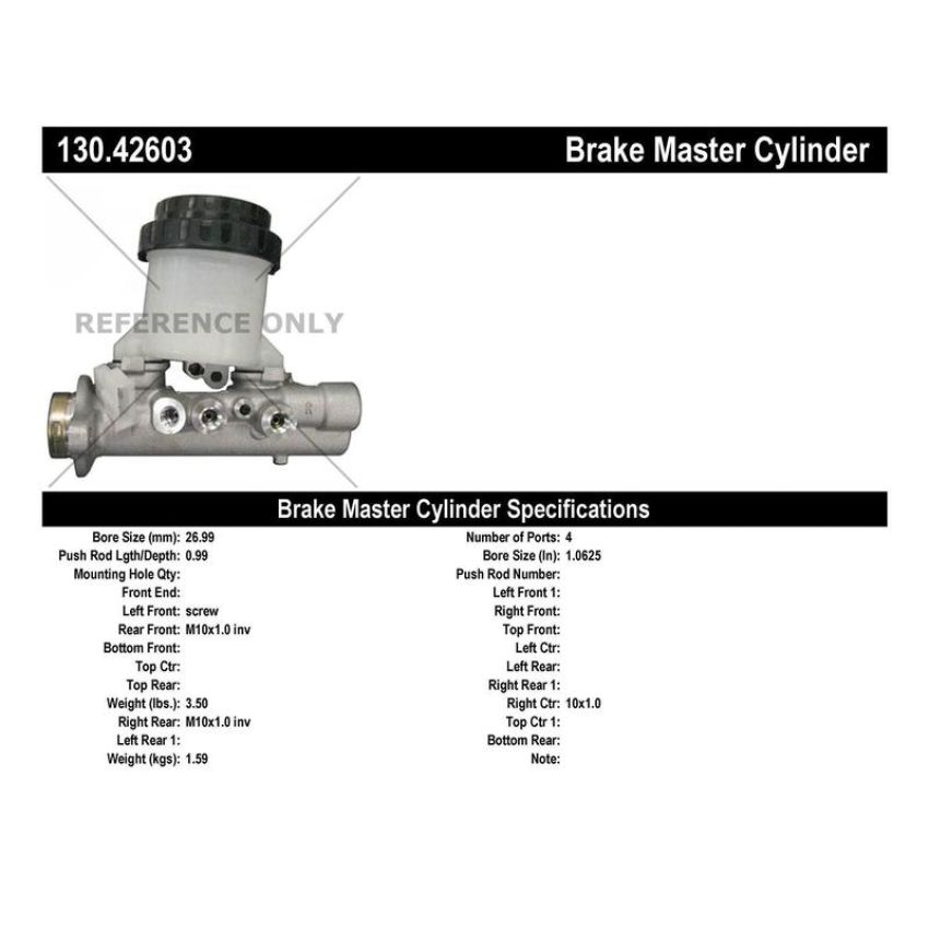 CENTRIC PARTS 130.42603 Centric Premium Brake Master Cylinder