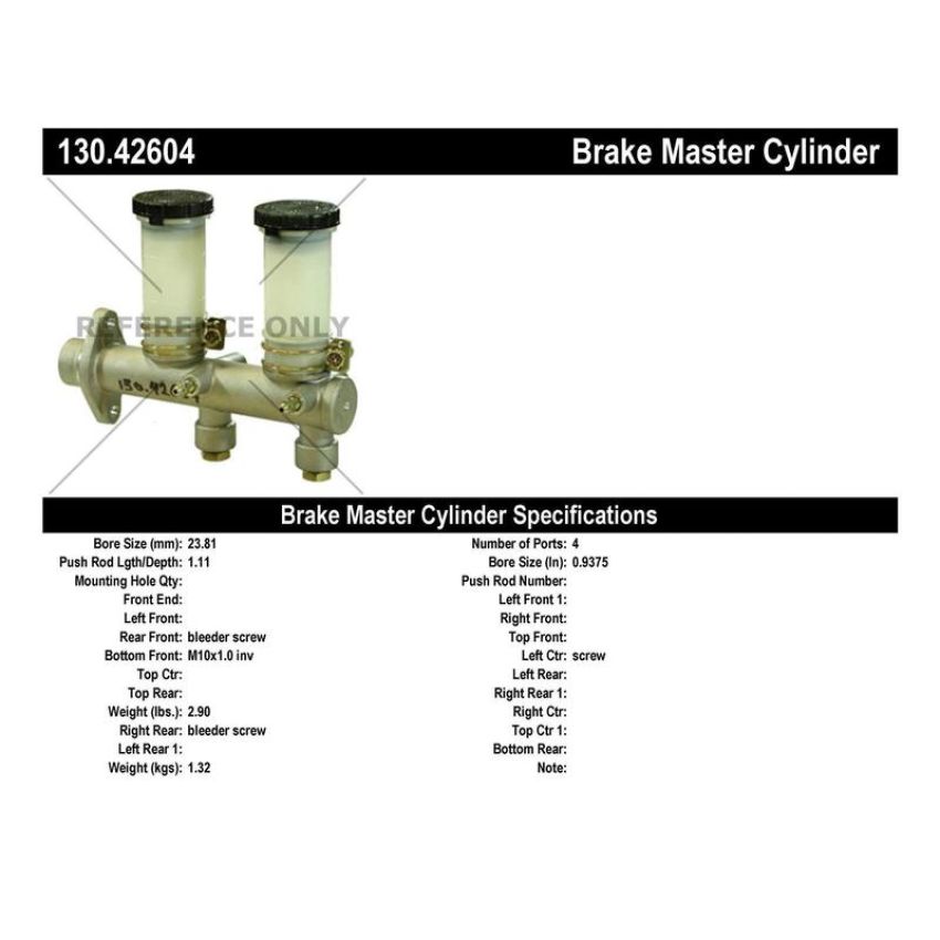 CENTRIC PARTS 130.42604 Centric Premium Brake Master Cylinder