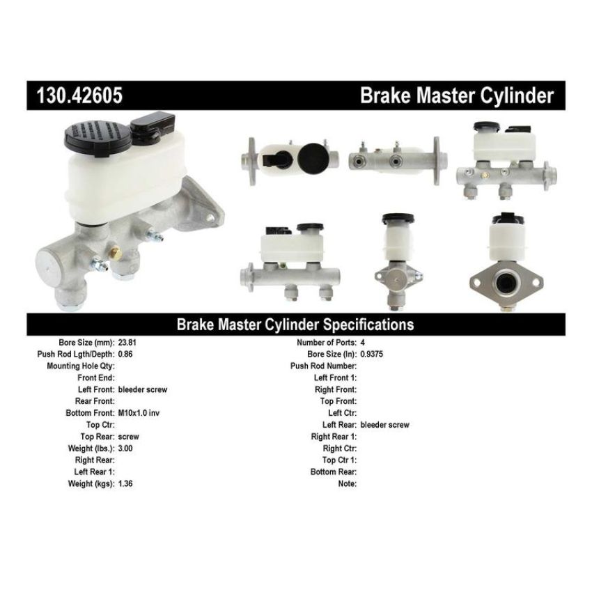 CENTRIC PARTS 130.42605 Centric Premium Brake Master Cylinder