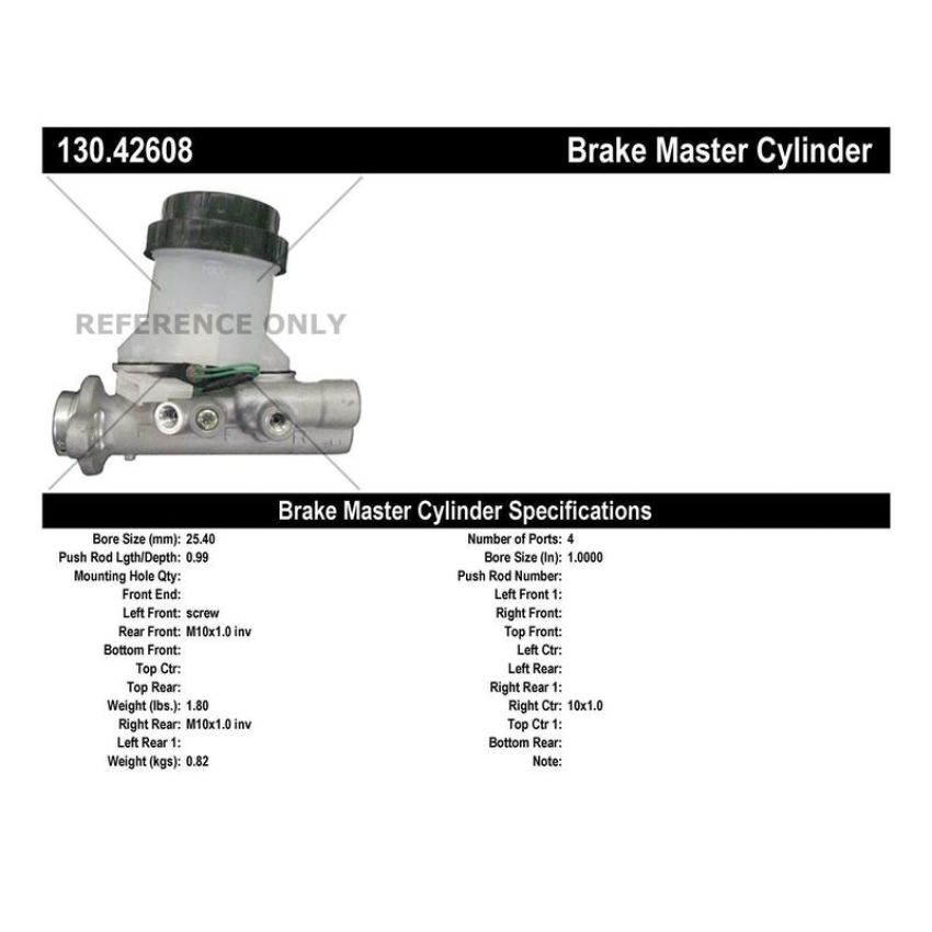 CENTRIC PARTS 130.42608 Centric Premium Brake Master Cylinder