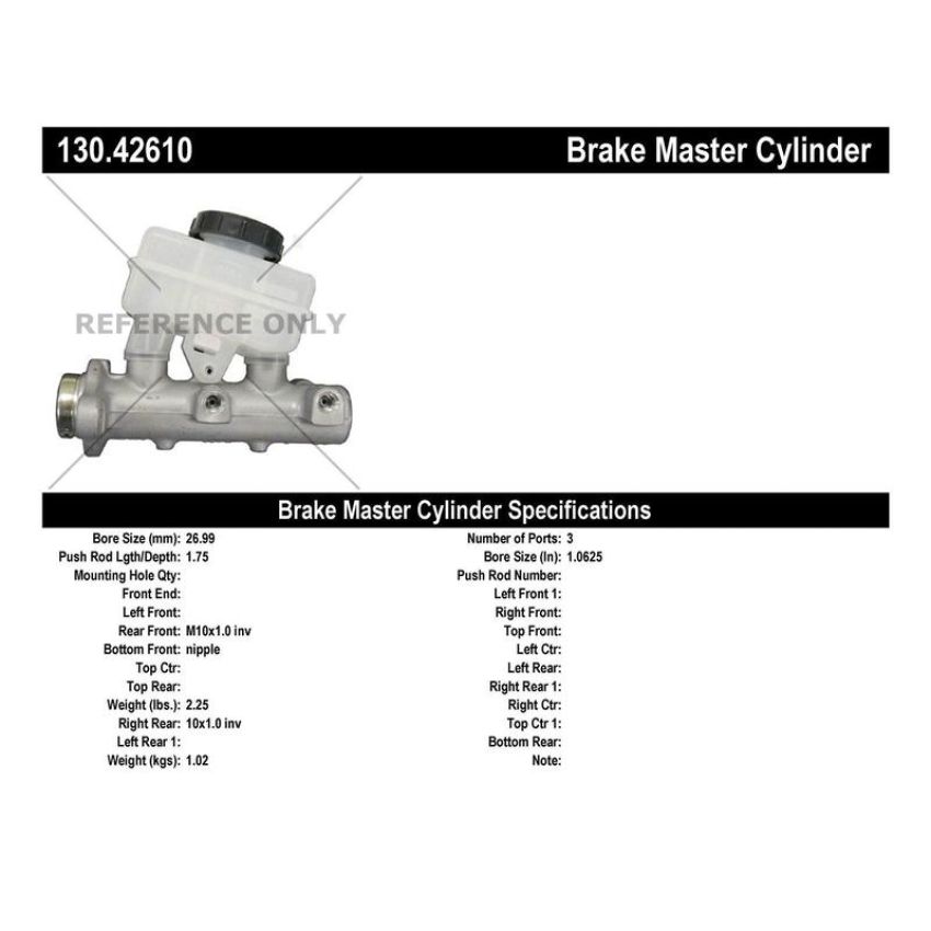 CENTRIC PARTS 130.42610 Centric Premium Brake Master Cylinder
