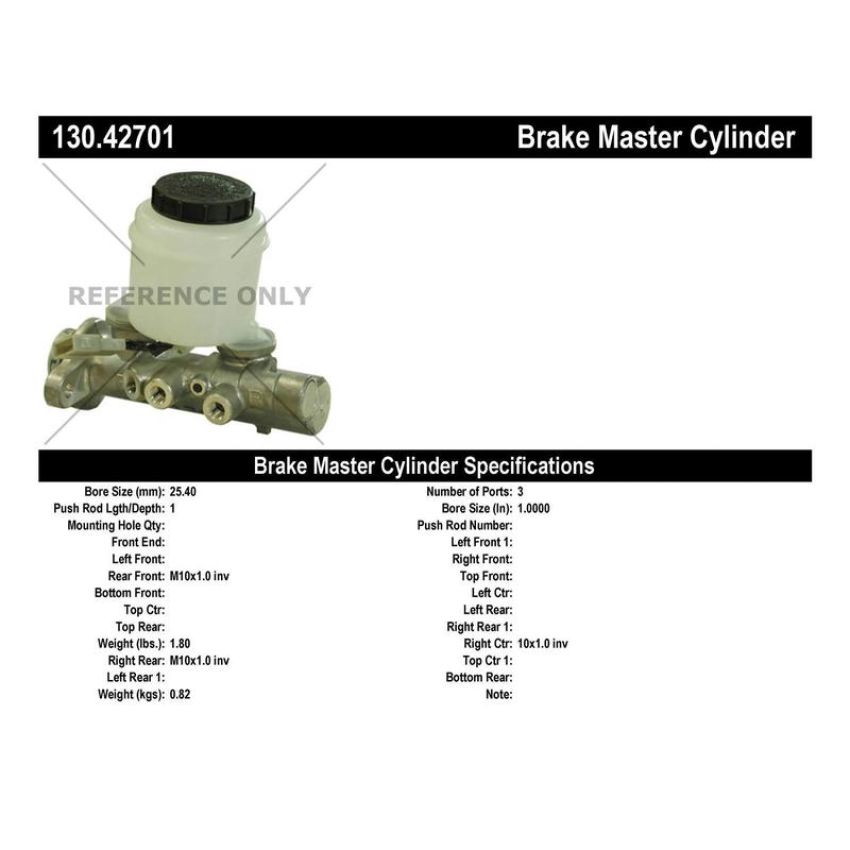 CENTRIC PARTS 130.42701 Centric Premium Brake Master Cylinder