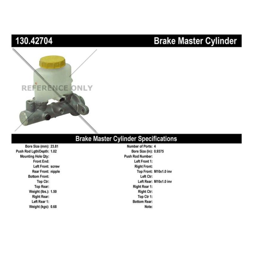 CENTRIC PARTS 130.42704 Centric Premium Brake Master Cylinder