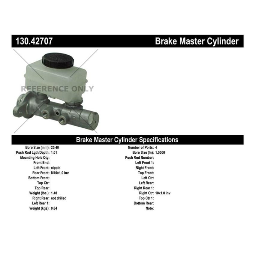 CENTRIC PARTS 130.42707 Centric Premium Brake Master Cylinder
