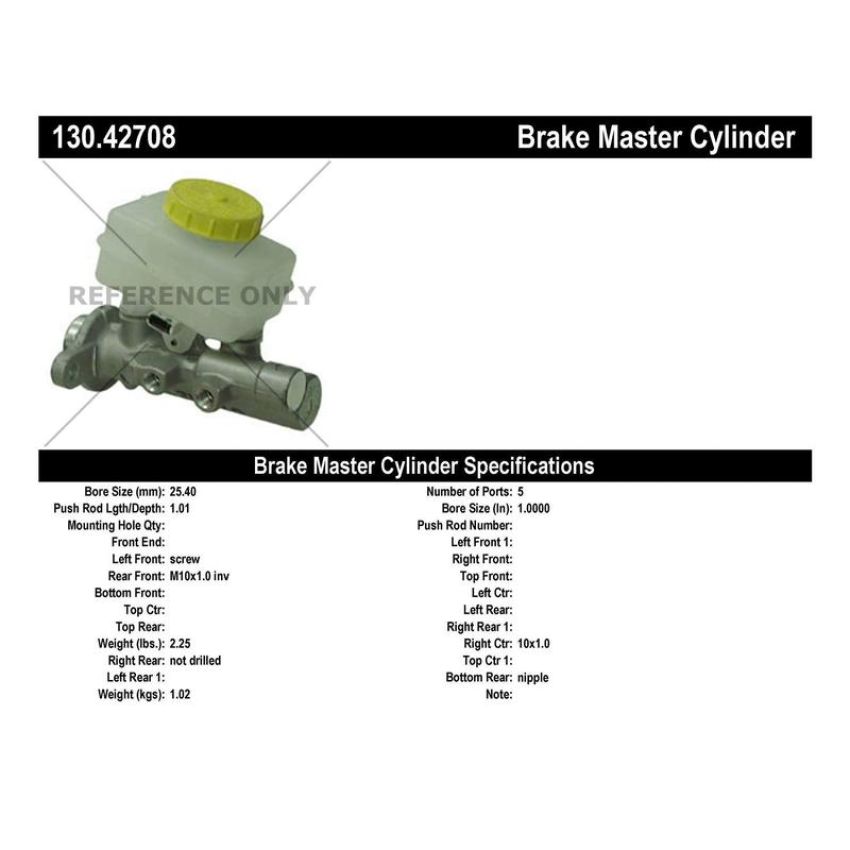 CENTRIC PARTS 130.42708 Centric Premium Brake Master Cylinder