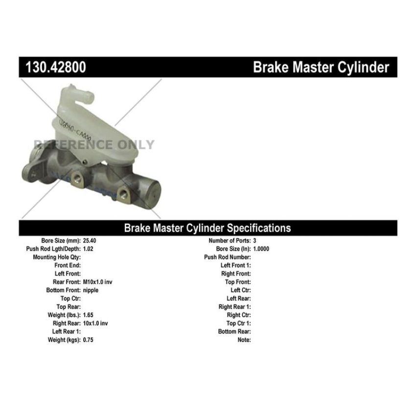 CENTRIC PARTS 130.42800 Centric Premium Brake Master Cylinder