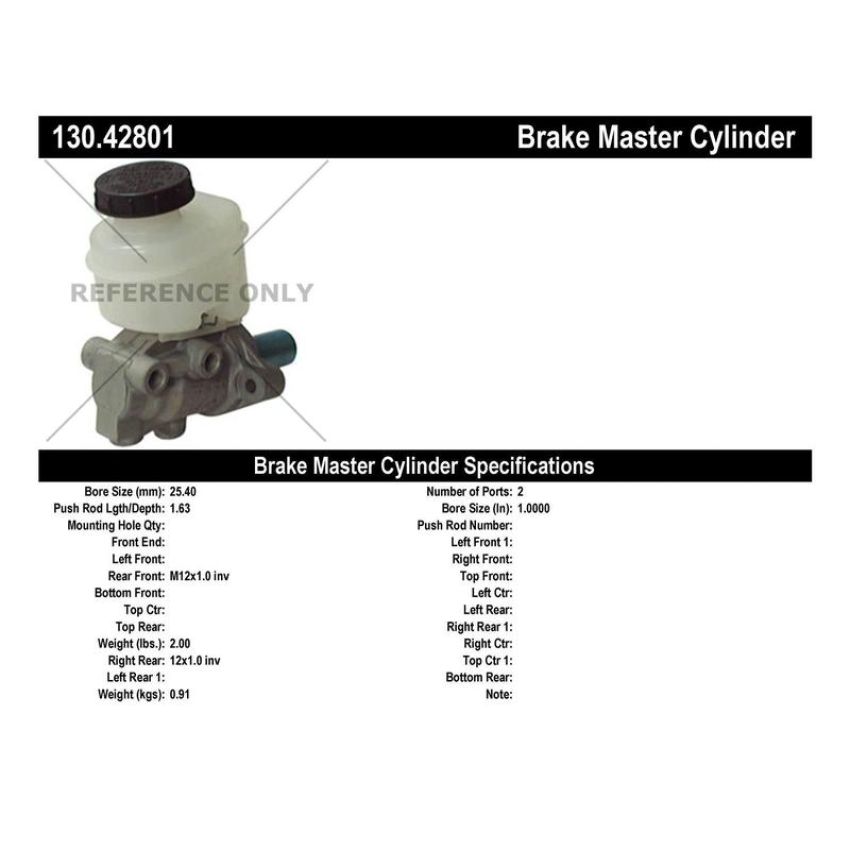CENTRIC PARTS 130.42801 Centric Premium Brake Master Cylinder