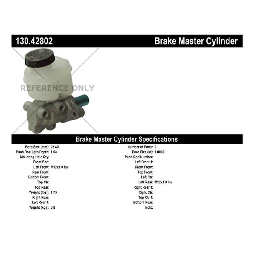 CENTRIC PARTS 130.42802 Centric Premium Brake Master Cylinder
