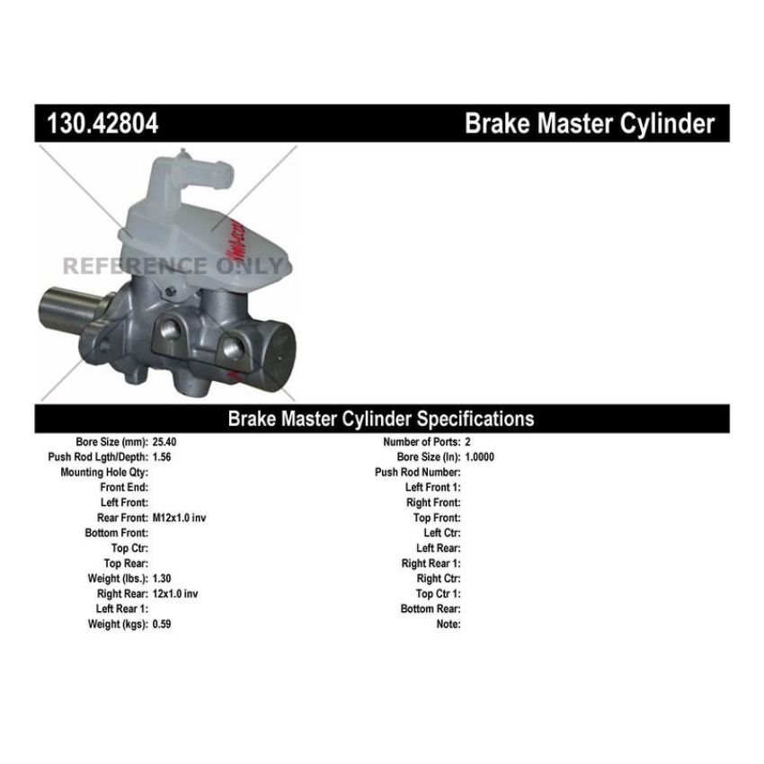 CENTRIC PARTS 130.42804 Centric Premium Brake Master Cylinder