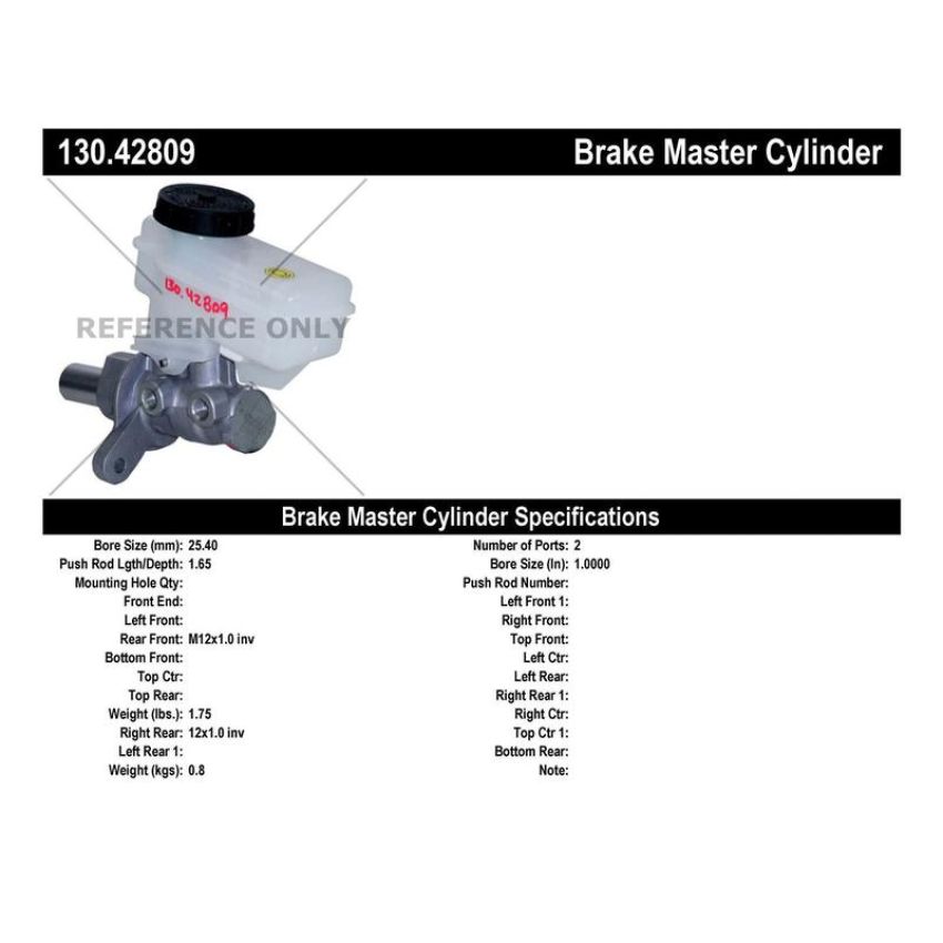 CENTRIC PARTS 130.42809 Centric Premium Brake Master Cylinder