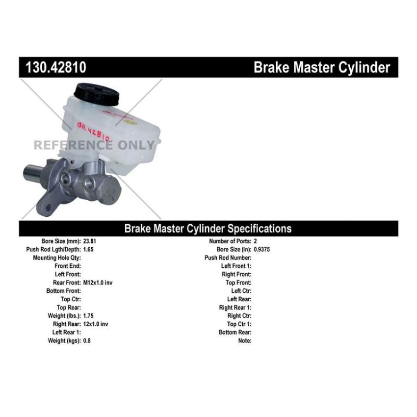 CENTRIC PARTS 130.42810 Centric Premium Brake Master Cylinder