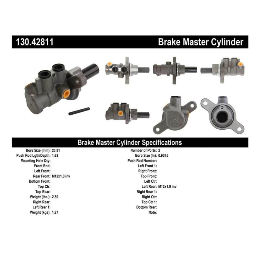 CENTRIC PARTS 130.42811 Centric Premium Brake Master Cylinder