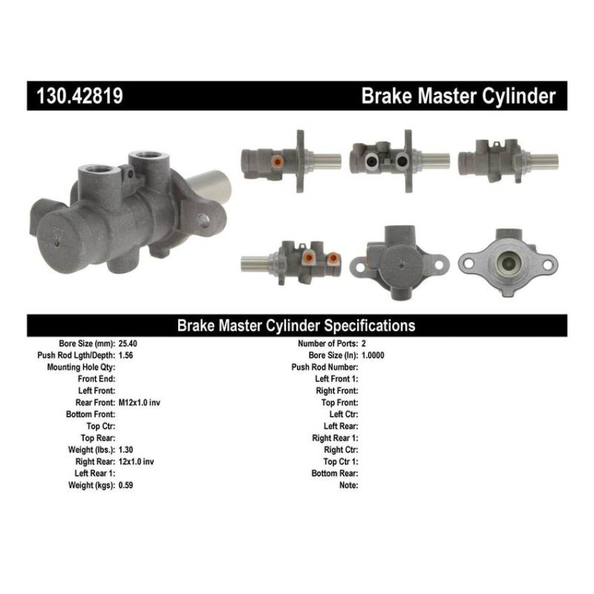 CENTRIC PARTS 130.42819 Centric Premium Brake Master Cylinder