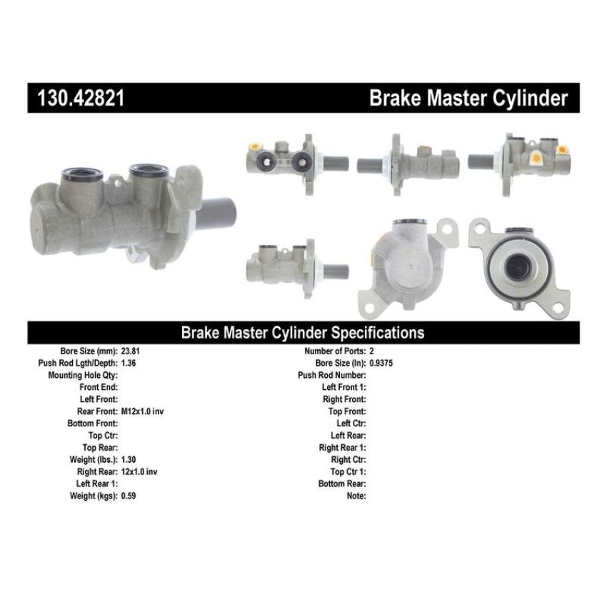 CENTRIC PARTS 130.42821 Centric Premium Brake Master Cylinder