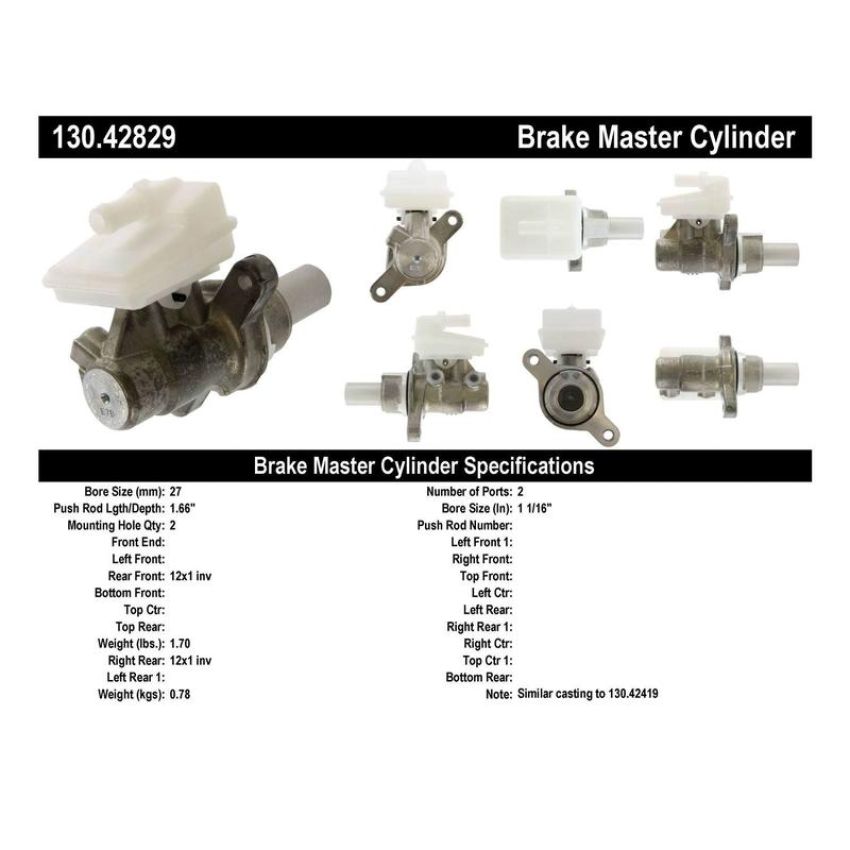 CENTRIC PARTS 130.42829 Centric Premium Brake Master Cylinder
