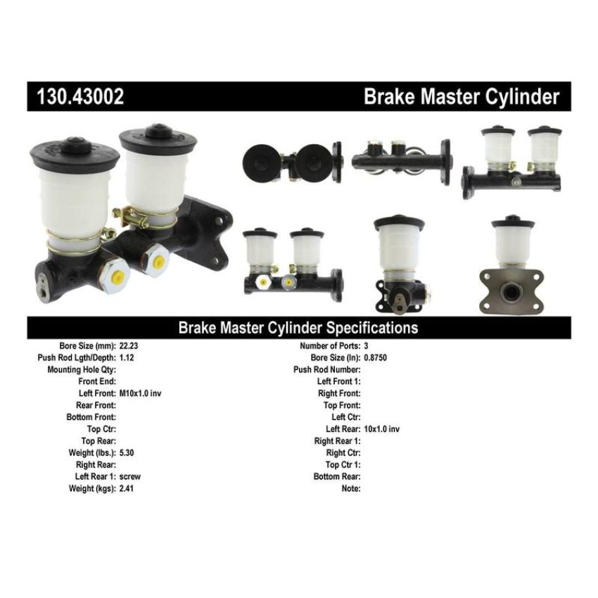CENTRIC PARTS 130.43002 Centric Premium Brake Master Cylinder