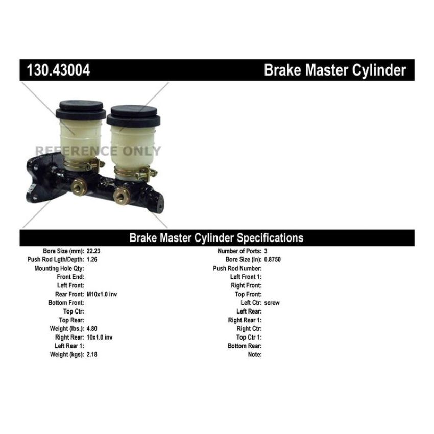 CENTRIC PARTS 130.43004 Centric Premium Brake Master Cylinder