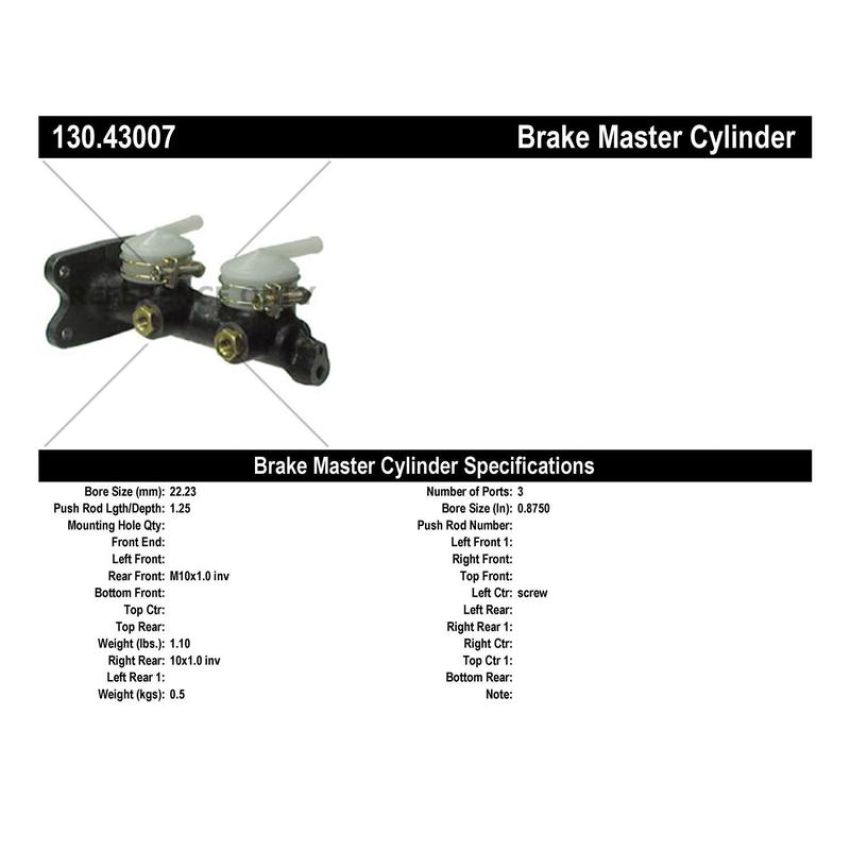 CENTRIC PARTS 130.43007 Centric Premium Brake Master Cylinder
