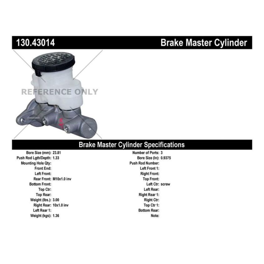 CENTRIC PARTS 130.43014 Centric Premium Brake Master Cylinder