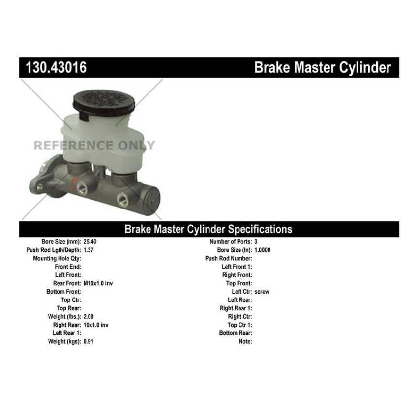 CENTRIC PARTS 130.43016 Centric Premium Brake Master Cylinder
