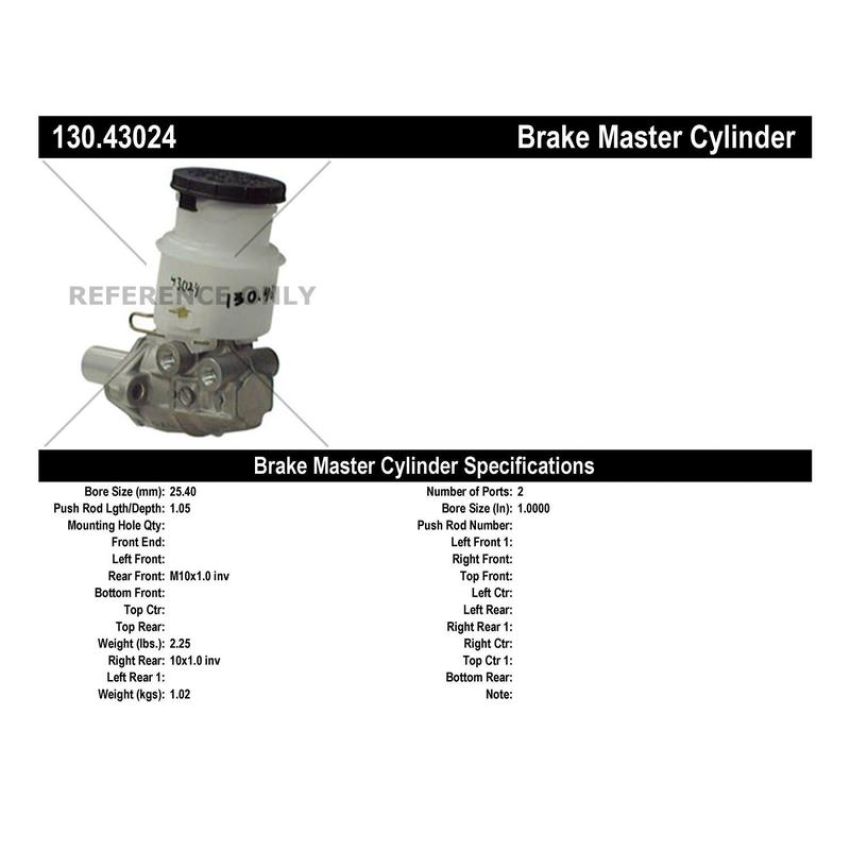 CENTRIC PARTS 130.43024 Centric Premium Brake Master Cylinder