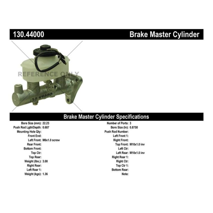 CENTRIC PARTS 130.44000 Centric Premium Brake Master Cylinder