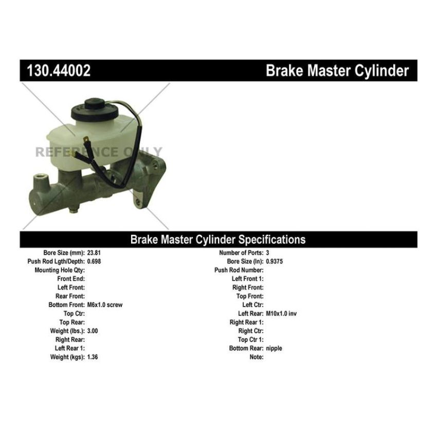 CENTRIC PARTS 130.44002 Centric Premium Brake Master Cylinder