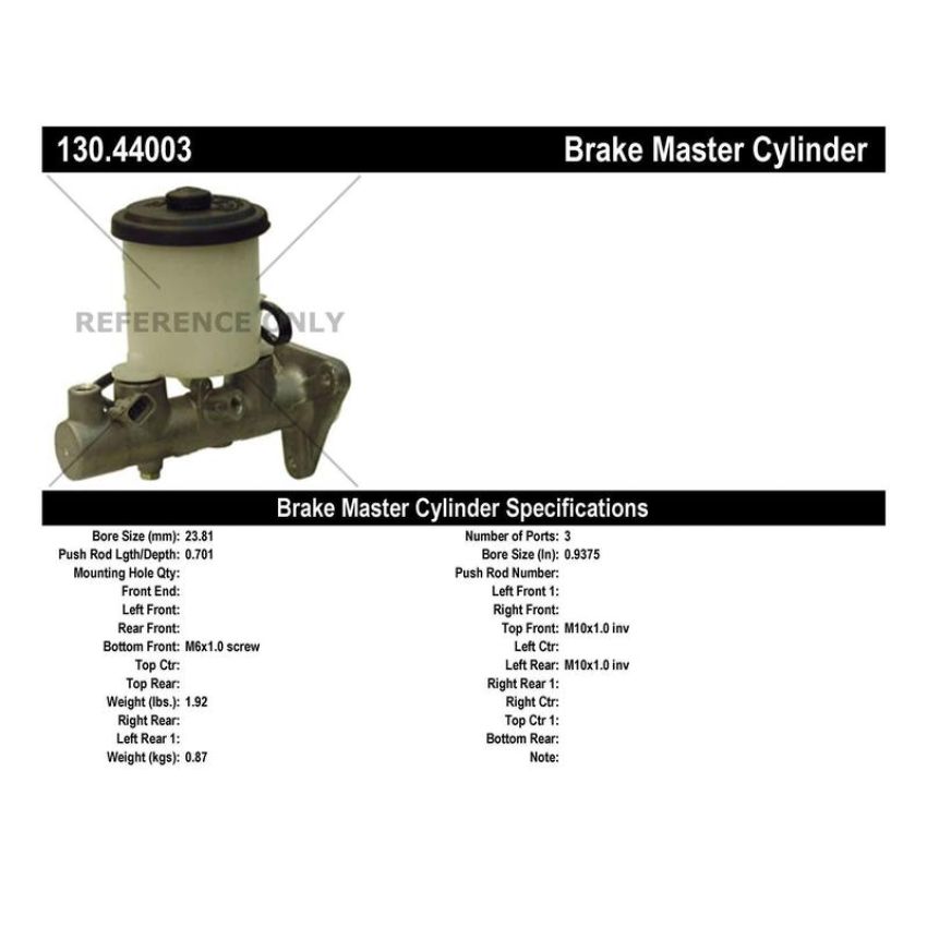 CENTRIC PARTS 130.44003 Centric Premium Brake Master Cylinder