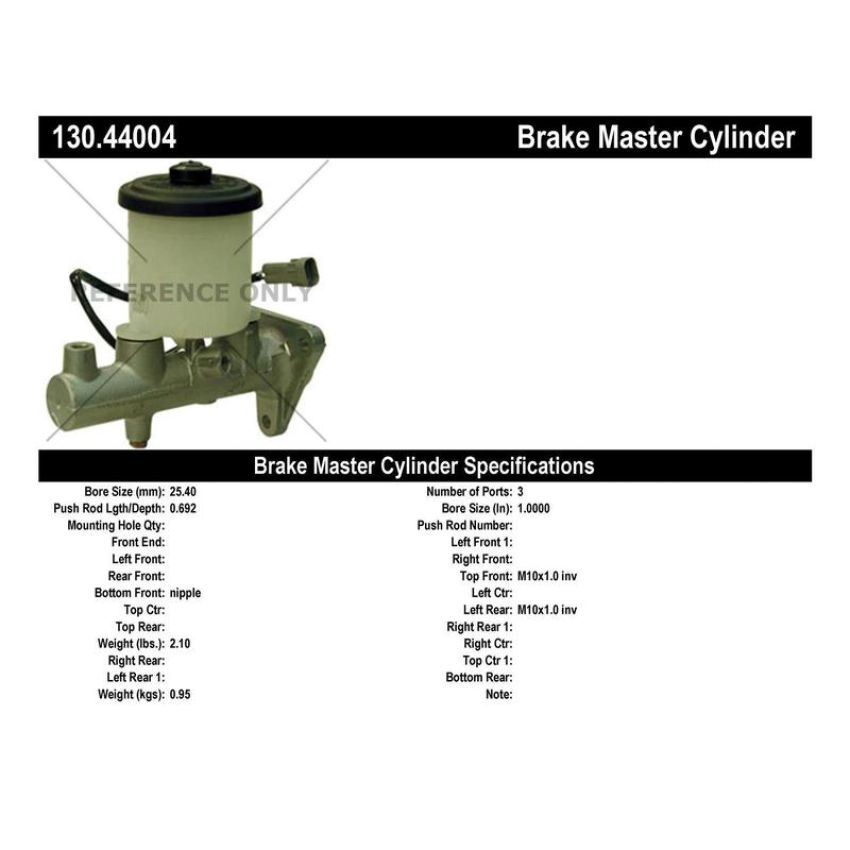 CENTRIC PARTS 130.44004 Centric Premium Brake Master Cylinder