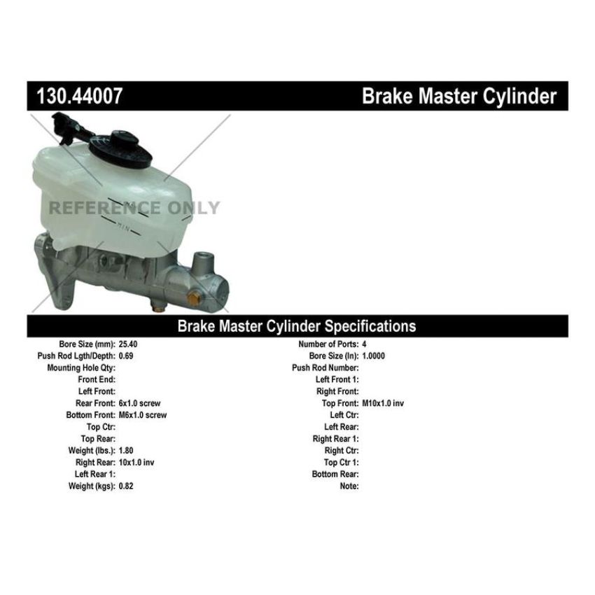 CENTRIC PARTS 130.44007 Centric Premium Brake Master Cylinder