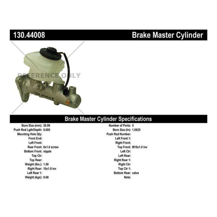 CENTRIC PARTS 130.44008 Centric Premium Brake Master Cylinder