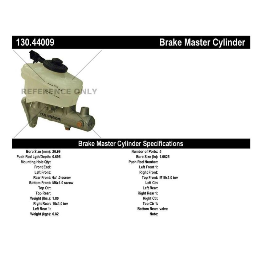 CENTRIC PARTS 130.44009 Centric Premium Brake Master Cylinder