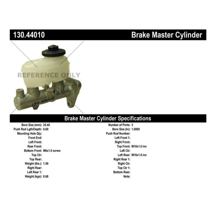 CENTRIC PARTS 130.44010 Centric Premium Brake Master Cylinder