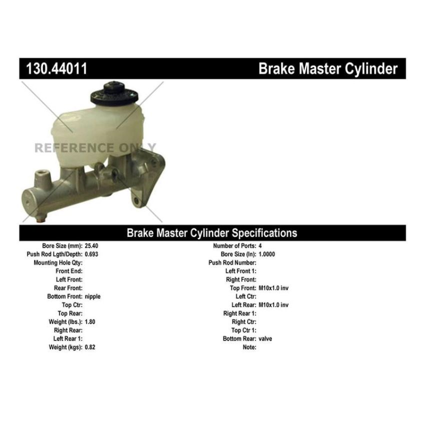 CENTRIC PARTS 130.44011 Centric Premium Brake Master Cylinder