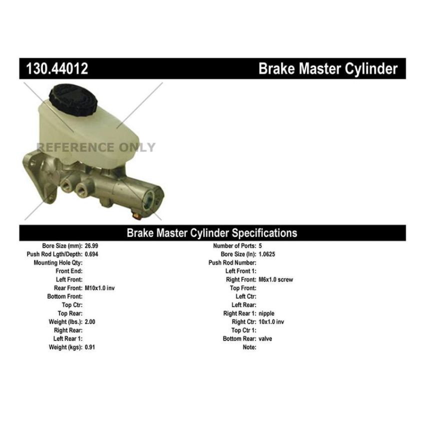 CENTRIC PARTS 130.44012 Centric Premium Brake Master Cylinder