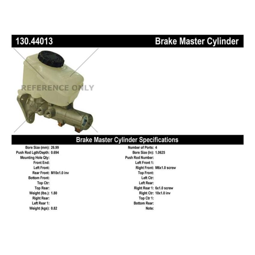 CENTRIC PARTS 130.44013 Centric Premium Brake Master Cylinder