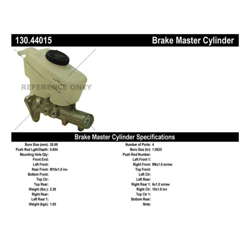 CENTRIC PARTS 130.44015 Centric Premium Brake Master Cylinder
