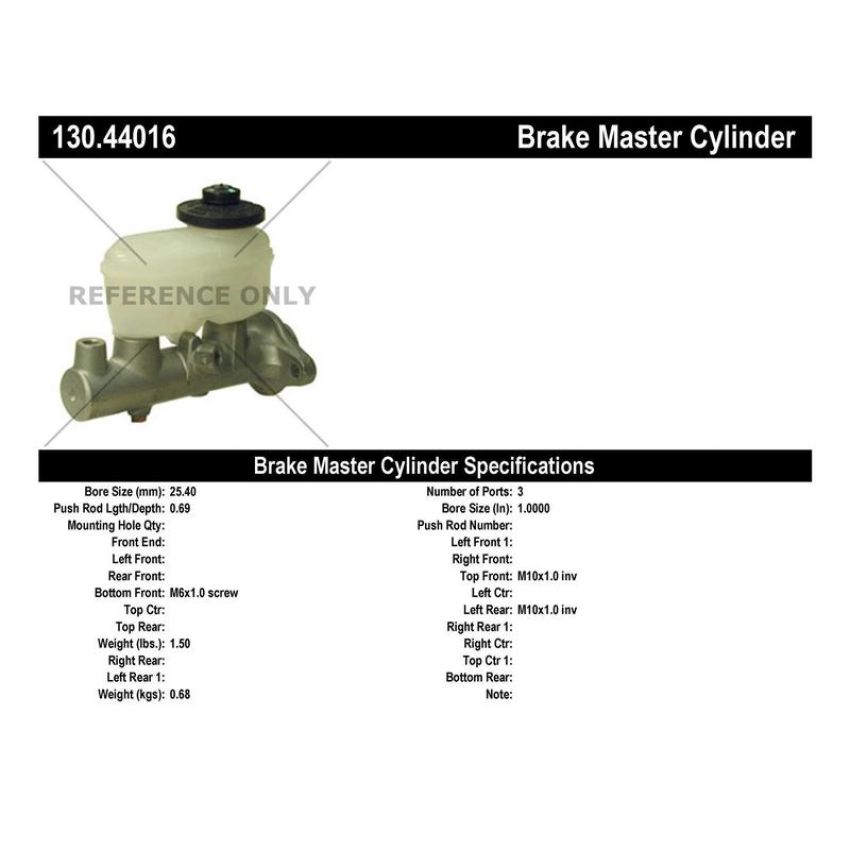 CENTRIC PARTS 130.44016 Centric Premium Brake Master Cylinder
