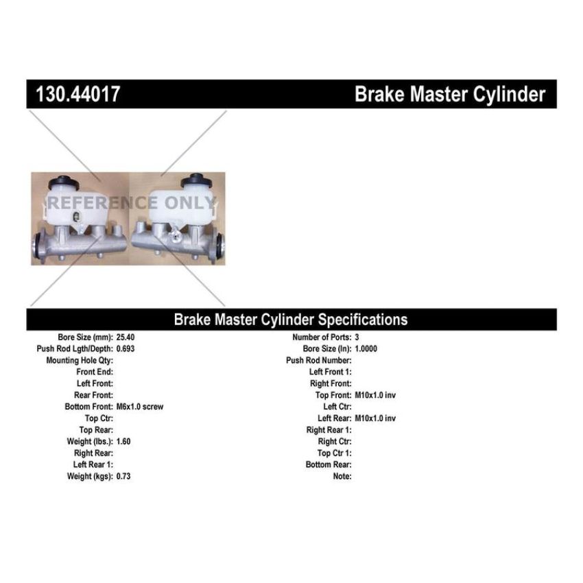 CENTRIC PARTS 130.44017 Centric Premium Brake Master Cylinder