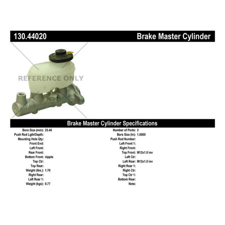 CENTRIC PARTS 130.44020 Centric Premium Brake Master Cylinder