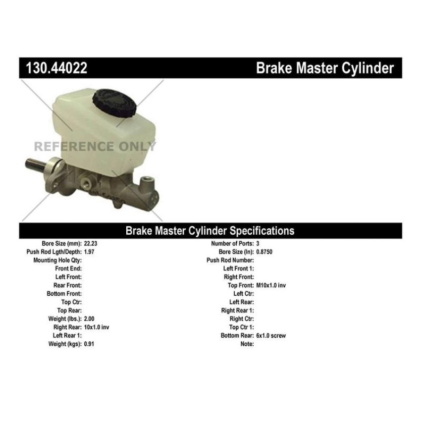 CENTRIC PARTS 130.44022 Centric Premium Brake Master Cylinder