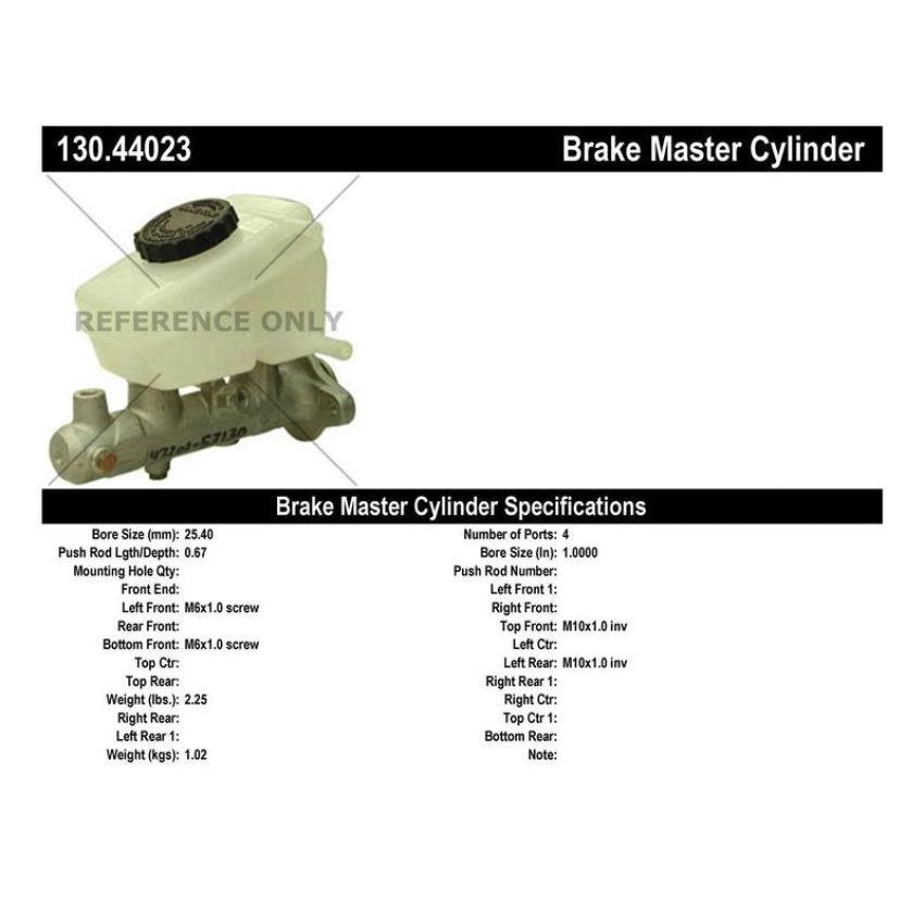 CENTRIC PARTS 130.44023 Centric Premium Brake Master Cylinder