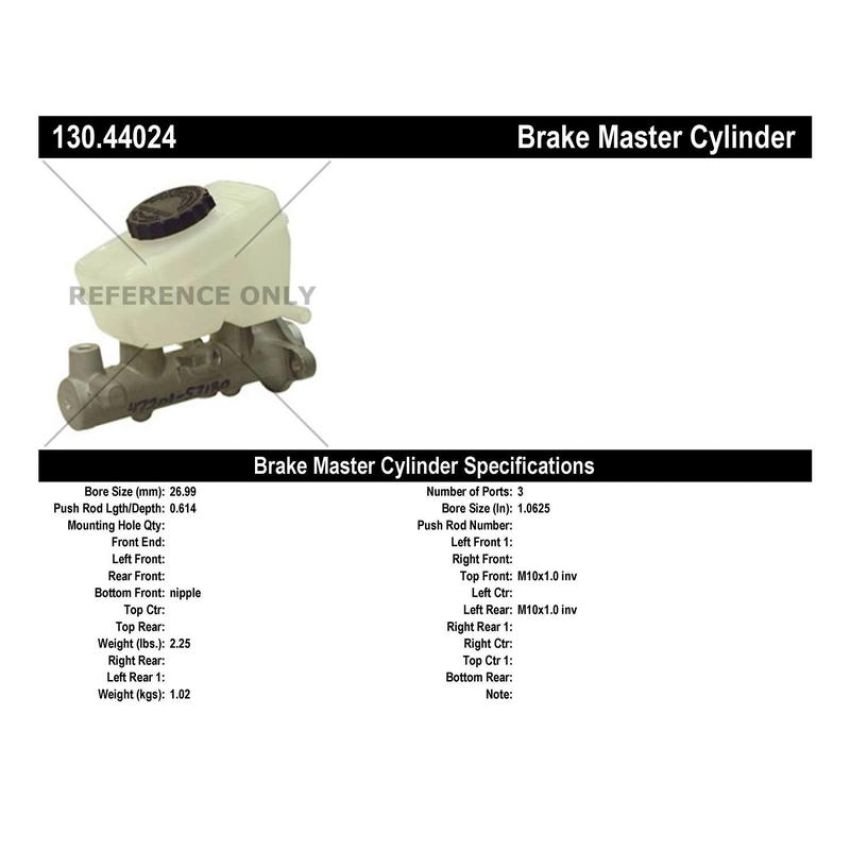 CENTRIC PARTS 130.44024 Centric Premium Brake Master Cylinder